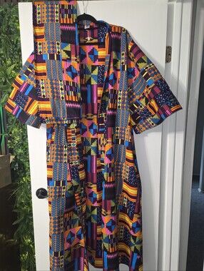 Vibrant Geometric African Print Duster